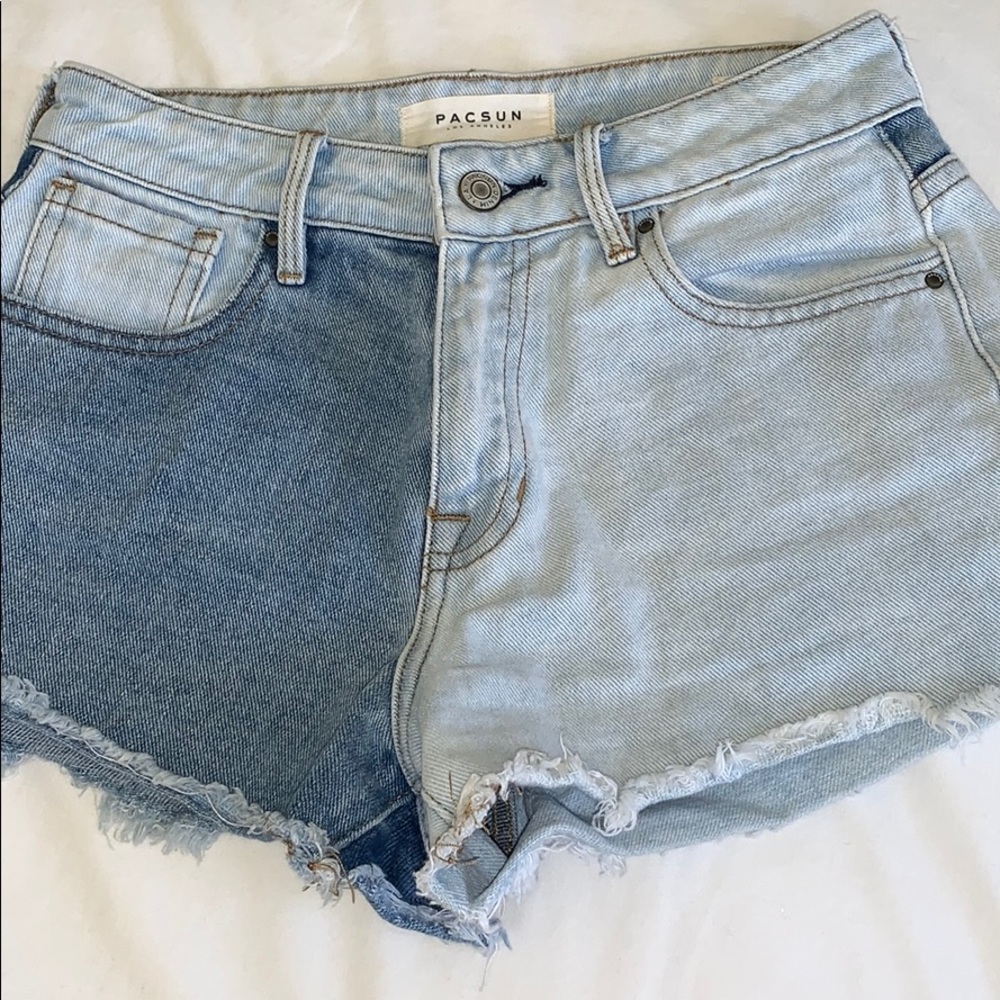 Color block high waisted jean shorts